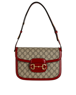 Horsebit 1955 Shoulder Bag, Canvas, Beige/Red, 602204, DB, 3*